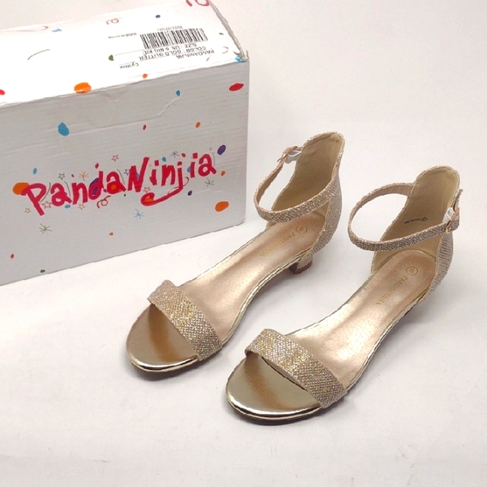 Panda Ninjia Girl's Cynthia Gold Glitter Sandals (NIB)